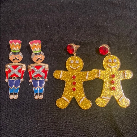 Festive Nutcracker & Gingerbread Earrings - Picture 1 of 9